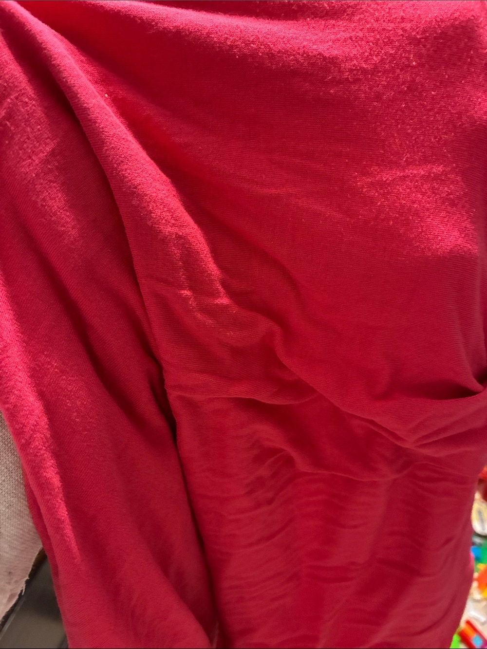 Alfani Bright Pink Short Sleeve Scoop Neck Tee with Satin Trim - Picture 5 of 5